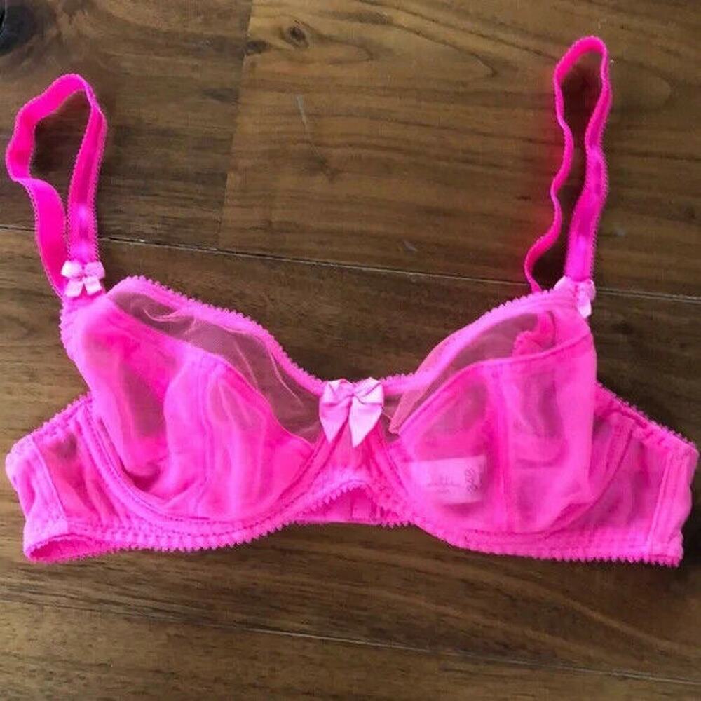 Claudette Dessous Fluorescent Pink Mesh Bra 34B